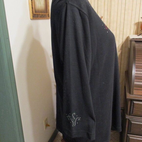 Women's Unmarked Sequined Santa Long Sleeved T-Shirt (Sequined Sleeves) Sz. L - Picture 3 of 7